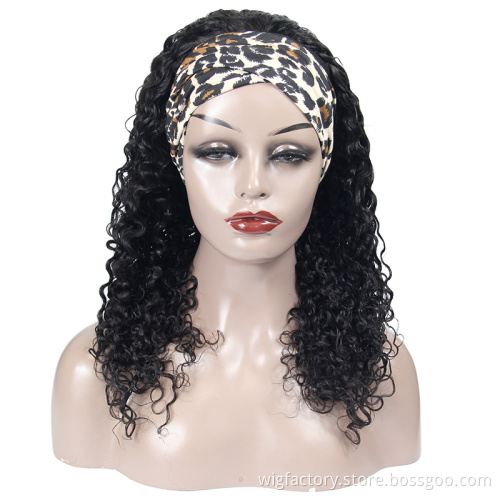 Cheap human hair headband wigs,glueless brazilian human hair wigs curly,machine human hair wig remy human hair  for black wo
